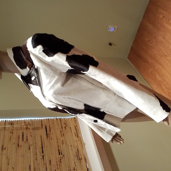 Ralph Lauren Purple Label Black And White Leather Calf Hair Jacket Size 8 - Picture 5 of 9